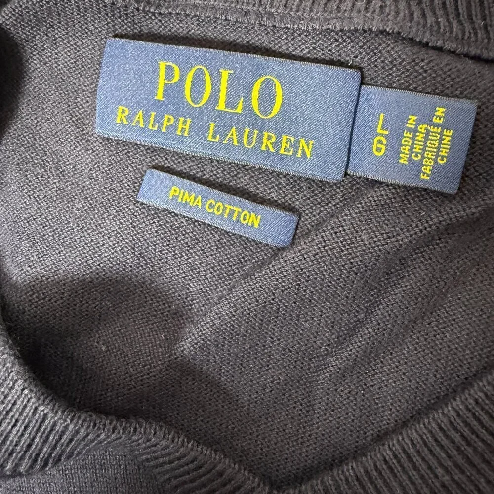Polo Ralph Lauren Pima Cotton V Neck Sweater Men’s Sz LARGE
